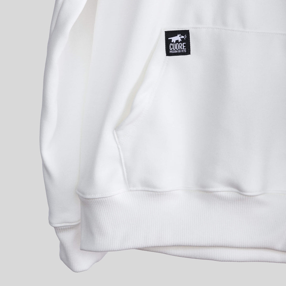 Buzo marfil unisex con bordado de gato negro